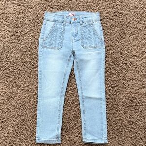 Light Blue Girl’s Jeans with Front Patch Pockets